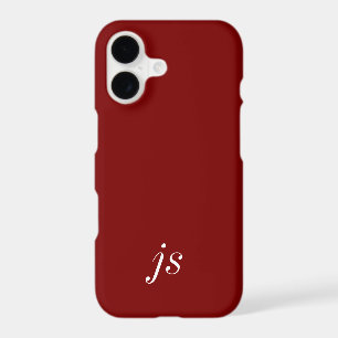 Modern Burgundy White Monogram Name iPhone 17 Case