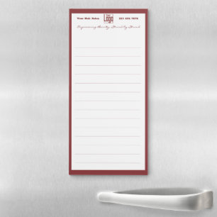 Modern Burgundy White Salon Logo Text Motto Magnetic Notepad