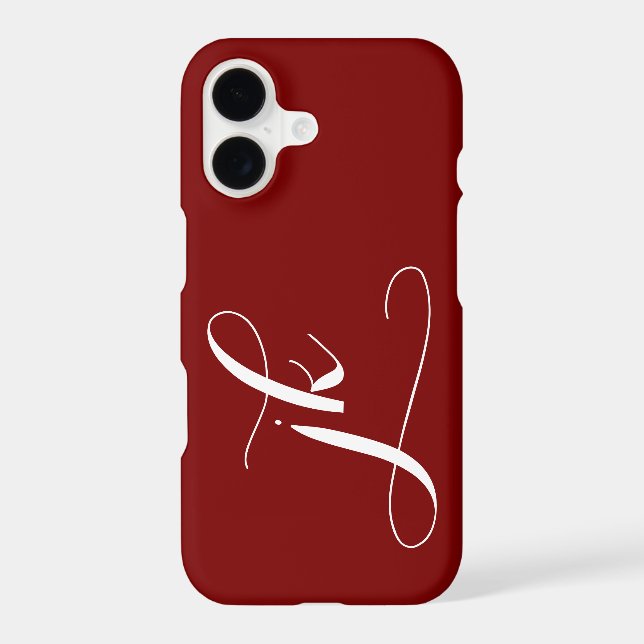 Modern Burgundy White Script Monogram Name Iphone Case (Back)