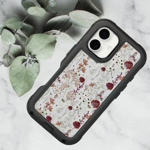 Modern Burgundy Wildflowers Elegant Boho Floral iPhone 16 Case