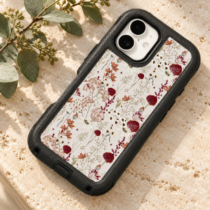 Modern Burgundy Wildflowers Elegant Boho Floral iPhone 16 Case