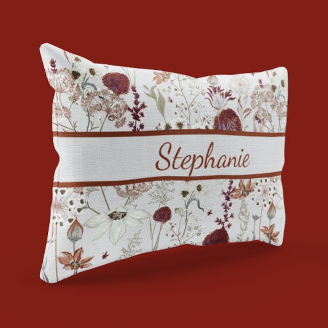 Modern Burgundy Wildflowers | Elegant Boho Floral  Pillow Case (Creator Uploaded)