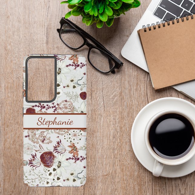 Modern Burgundy Wildflowers | Elegant Boho Floral  Samsung Galaxy Case (Creator Uploaded)