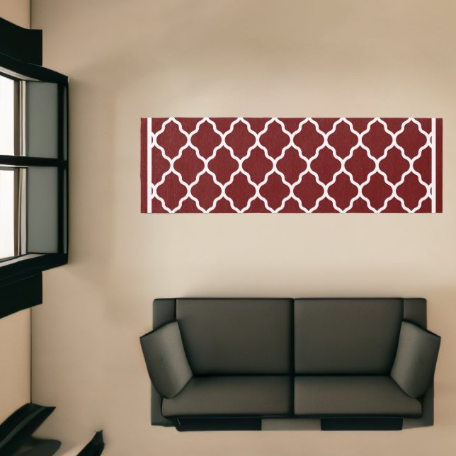  Modern Burgundy Wine Red  White Quatrefoil Area Runner (Insitu (Indoor 1))