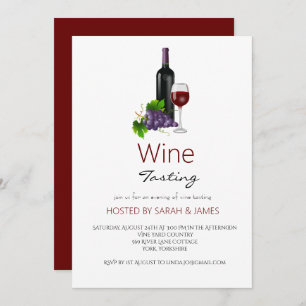 Modern Burgundy Wine Tasting Party   Invitation
