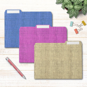 Modern Burlap Fabric Pattern Blue Pink Beige File Folder
