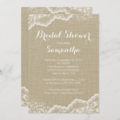 Modern Burlap & Lace Bridal Shower Invitation (Front/Back)