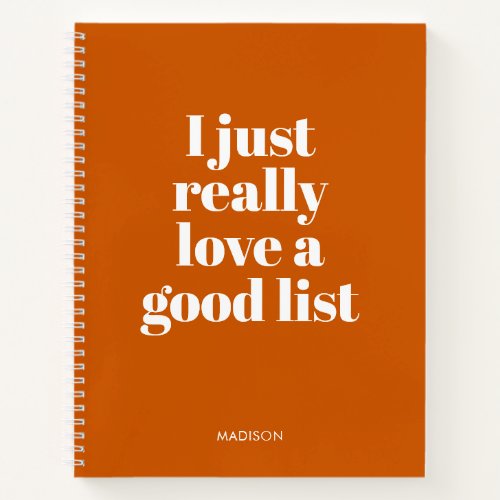 Modern Burnt Orange Checklist Journal Notebook