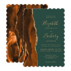 Modern Burnt Orange Dark Green Agate Wedding