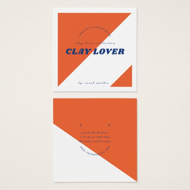 Modern Burnt Orange Earring Jewelry Display Card (Front & Back)