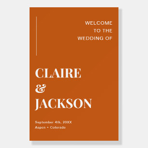 Modern Burnt Orange Retro Wedding Welcome  Foam Board