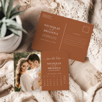 Modern Burnt Orange Save the Date Photo Calendar