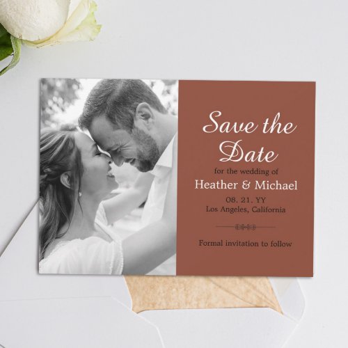 Modern Burnt Orange Save the Date QR Code Wedding Invitation