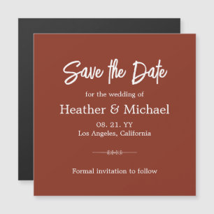 Modern Burnt Orange Save The Date Wedding Magnetic Invitation