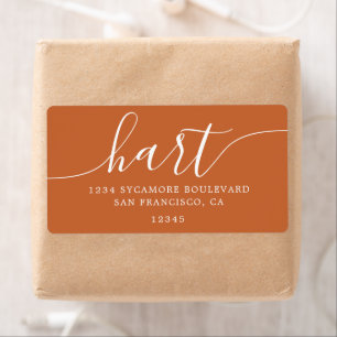 Modern Burnt Orange Script Family Return Address Label
