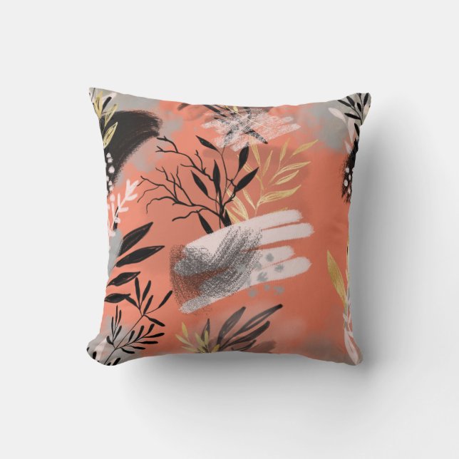 Modern Burnt Orange Terracotta Safari Jungle Throw Pillow (Front)