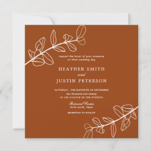 Modern Burnt Orange Terracotta Wedding Invitation