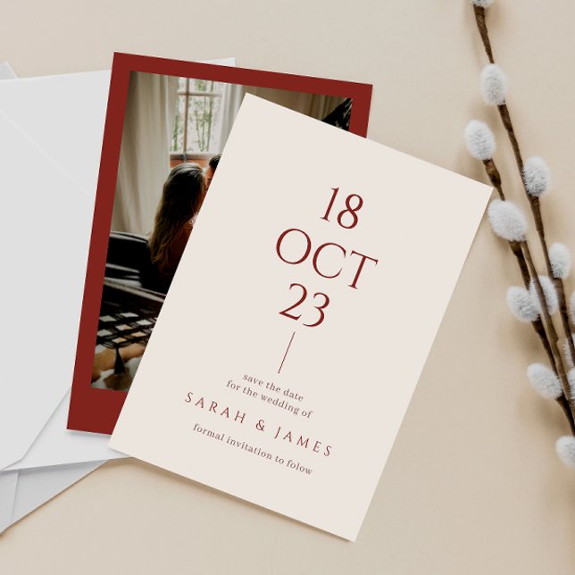 Modern Burnt Orange Typography Photo Wedding Save The Date (Creator Uploaded)