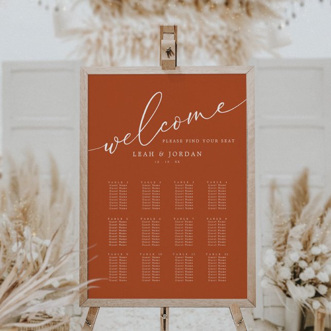 Modern Burnt Orange Wedding Table Seating Chart Foam Board (Creator Uploaded)