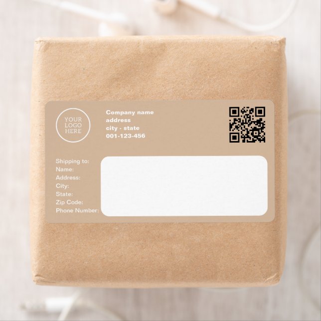 Modern Business Beige Company shipping  Label (Insitu)