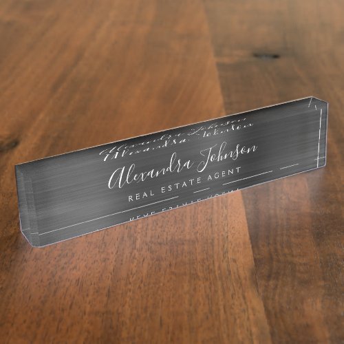 Modern Business Black Elegant Professional Desk Name Plate