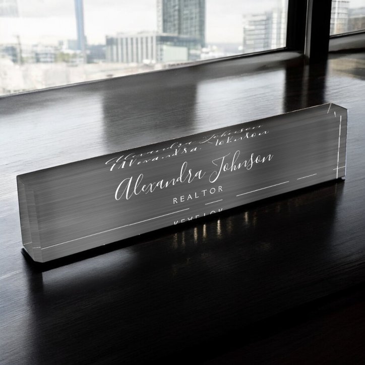 Modern Business Black Elegant Professional Desk Name Plate