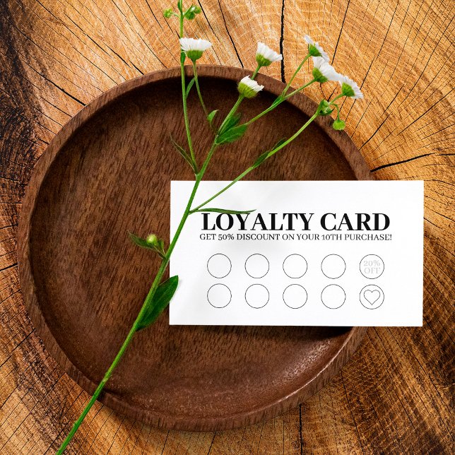 Modern Business Black White Discount Loyalty Card (Creator Uploaded)