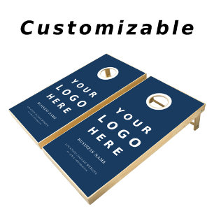 Modern Business Branded Customized Logo Navy Blue Cornhole Set