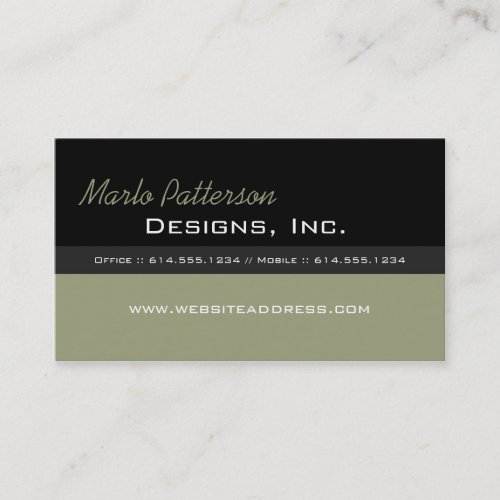 Modern Business Card :: Black &amp; Dried Herb