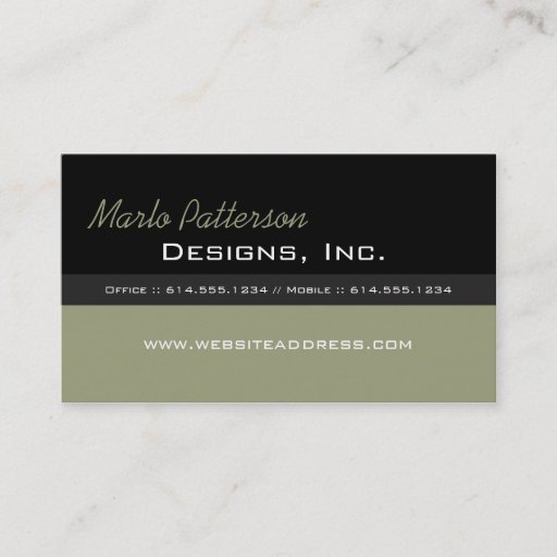 Customizable Modern Business Card :: Black &amp; Dried Herb