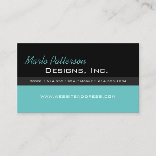 Modern Business Card :: Black &amp; Turquoise