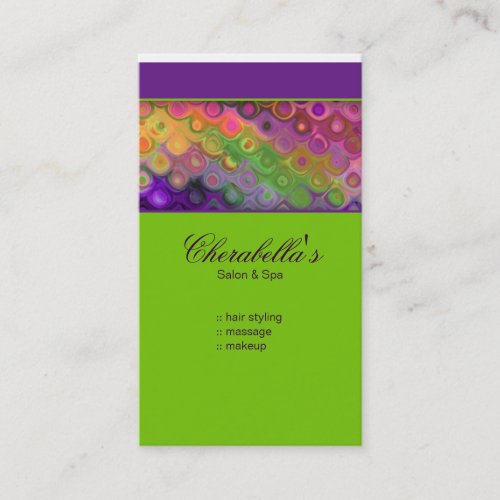 Modern Business Card Colorful Salon Purple Green