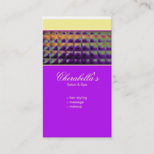 Customizable Modern Business Card Colorful Salon Purple Yellow