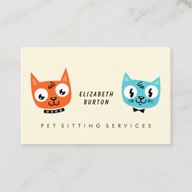 Modern business card for pet sitting service. (Front)