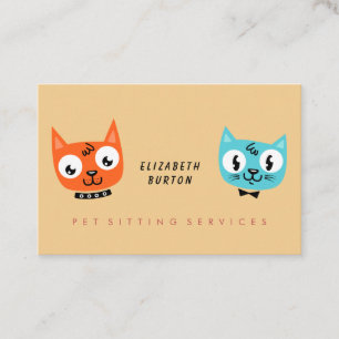 Modern business card for pet sitting service.