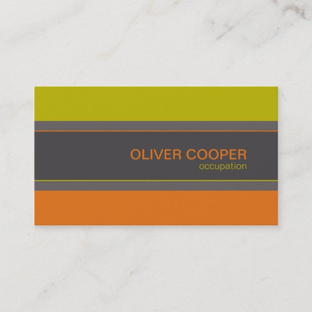Modern business card Retro colors orange green (Front)