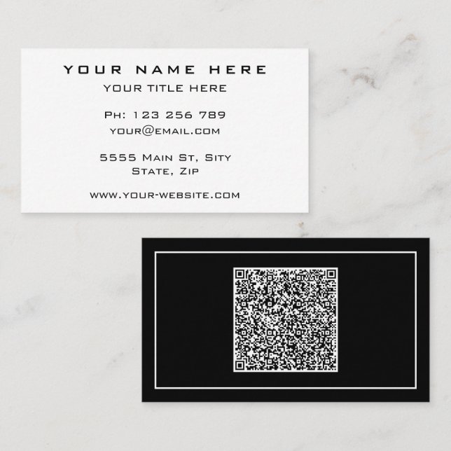 Modern Business Card with QR code - Your Colors (Front/Back)
