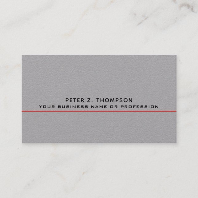 modern business card with thin red line on gray (Front)