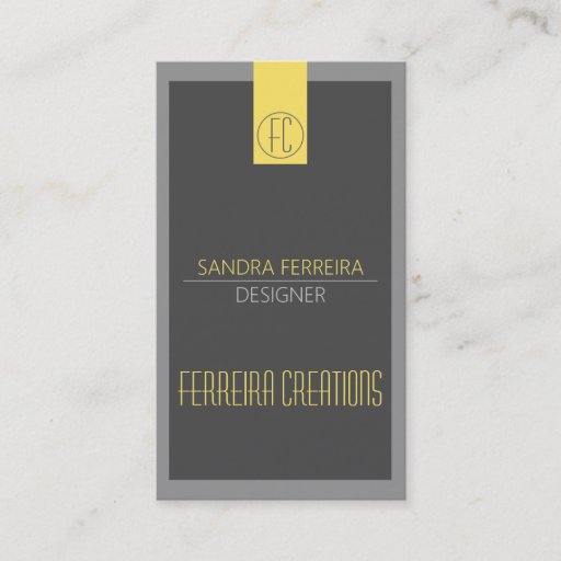 Customizable Modern business card Yellow and Grey Two sided