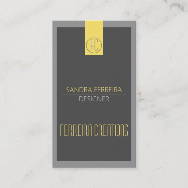 Modern business card Yellow and Grey Two sided (Front)
