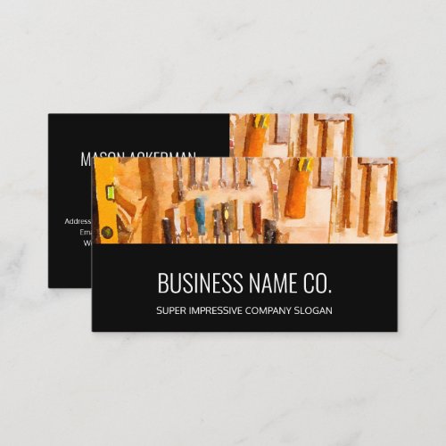 Modern Business Cards_Blueprint Black  Tools Business Card