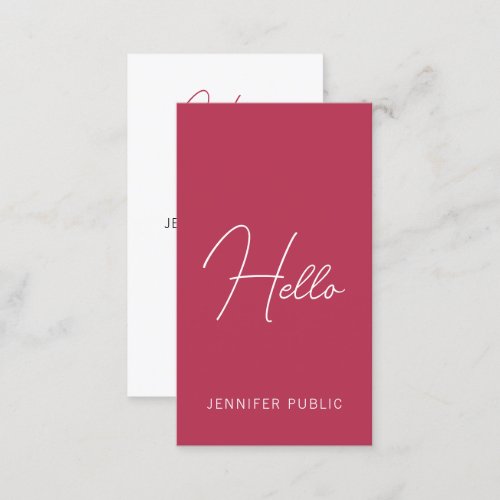 Modern Business Cards Vertical Handwritten Hello