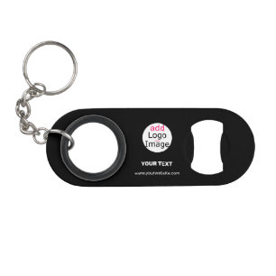 Modern Business Chic Customizable Add Logo Black Keychain Bottle Opener