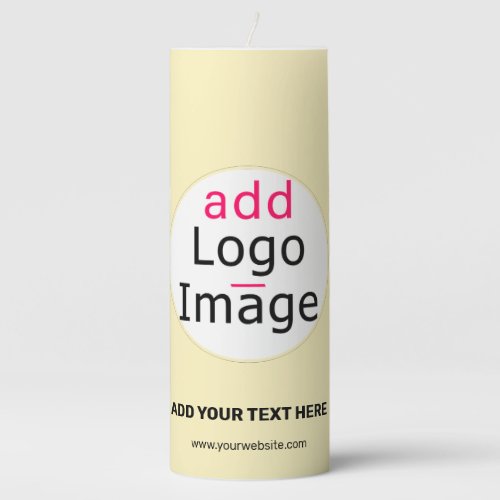 Modern Business Chic Customizable Add Logo Vanilla Pillar Candle