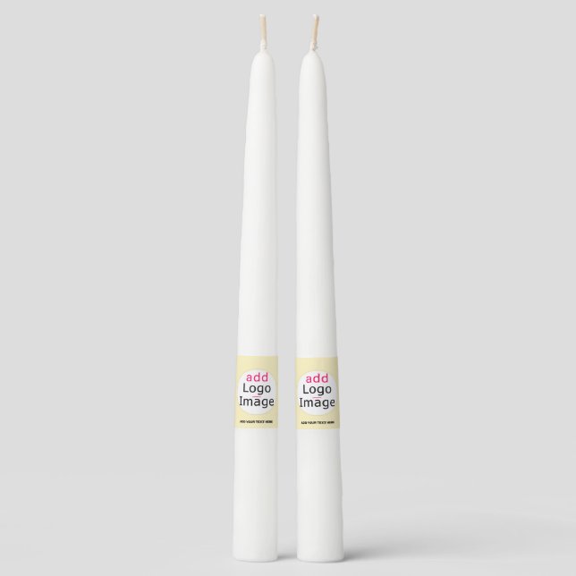 Modern Business Chic Customizable Add Logo Vanilla Taper Candle (Front)