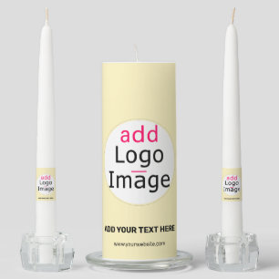 Modern Business Chic Customizable Add Logo Vanilla Unity Candle Set