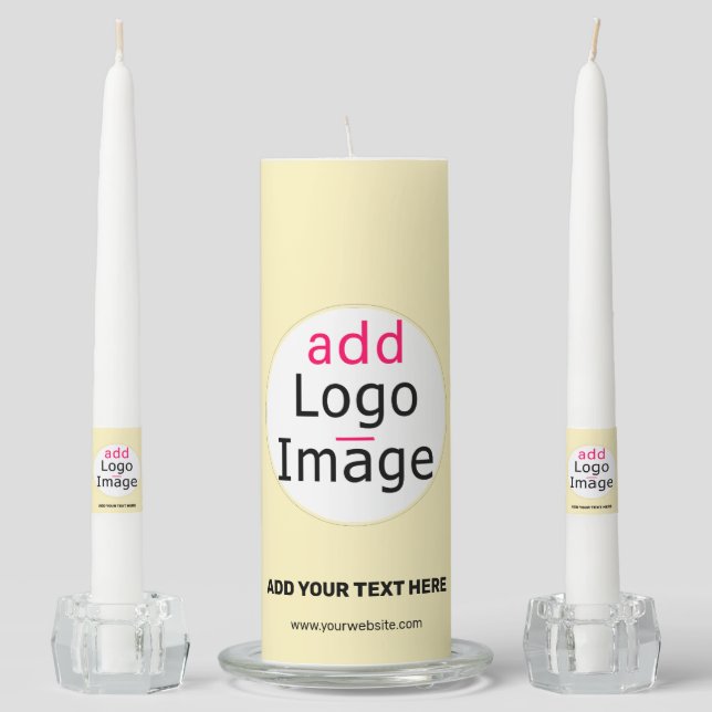 Modern Business Chic Customizable Add Logo Vanilla Unity Candle Set (Front)