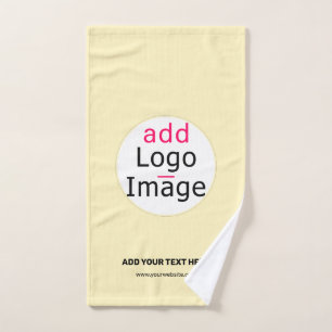 Modern Business Chic Customizable Logo Vanilla  Hand Towel