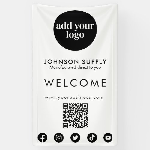 Modern Business Company Corporate Logo and QR Code Banner