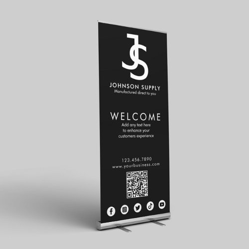 Modern Business Company Corporate Logo and QR Code Retractable Banner